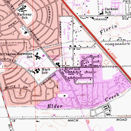 Topographic Map of Parkway Church of Christ, CA