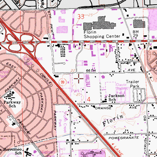 Topographic Map of Southgate Community Library, CA