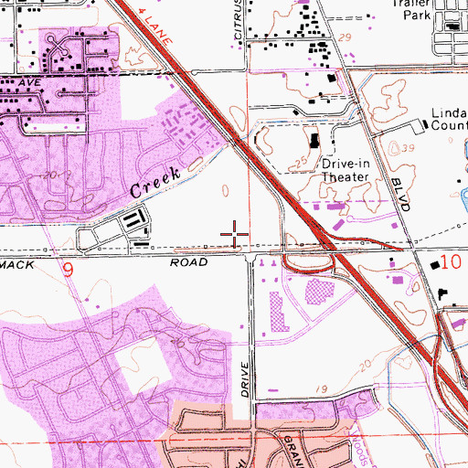 Topographic Map of Southpointe Shopping Center, CA