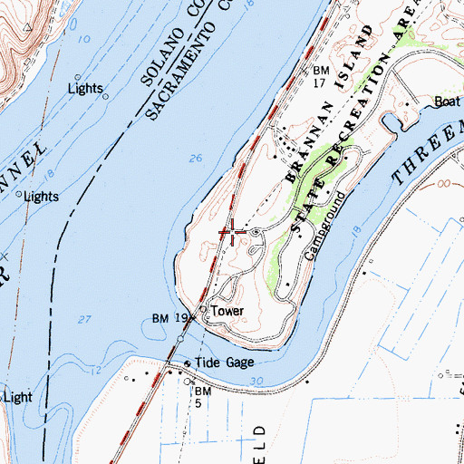 Topographic Map of Brannan Island State Recreation Area Visitor Center, CA