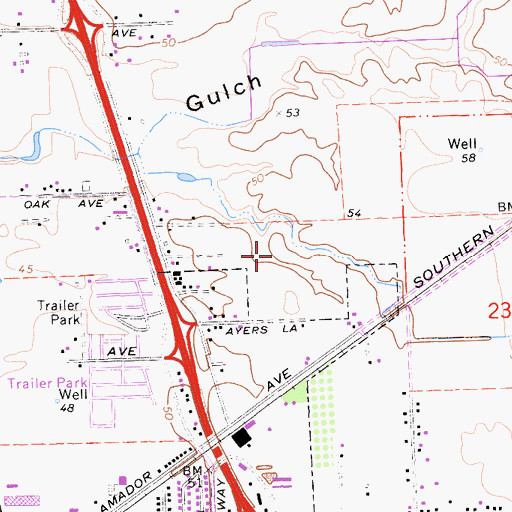 Topographic Map of Canyon Creek Park, CA