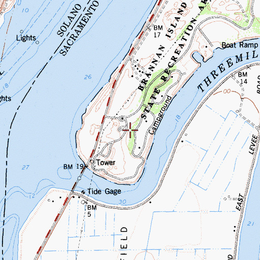 Topographic Map of Cottonwood Campground, CA