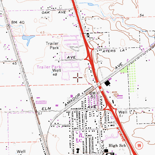Topographic Map of Galt Post Office, CA