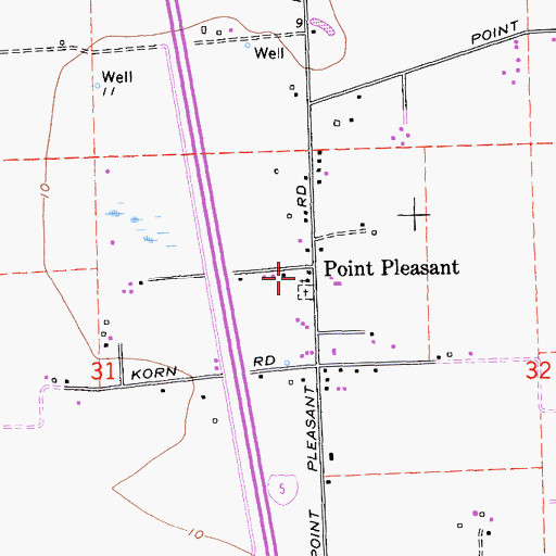 Topographic Map of Point Pleasant United Methodist Church, CA