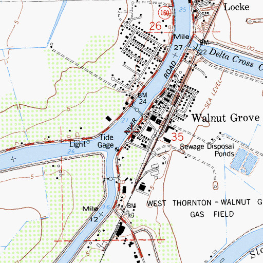 Topographic Map of Walnut Grove Branch Library, CA