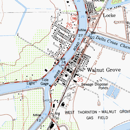 Topographic Map of Walnut Grove Chinese-American Historic District, CA