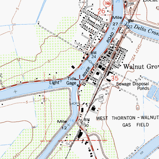 Topographic Map of Walnut Grove Commercial-Residential Historic District, CA