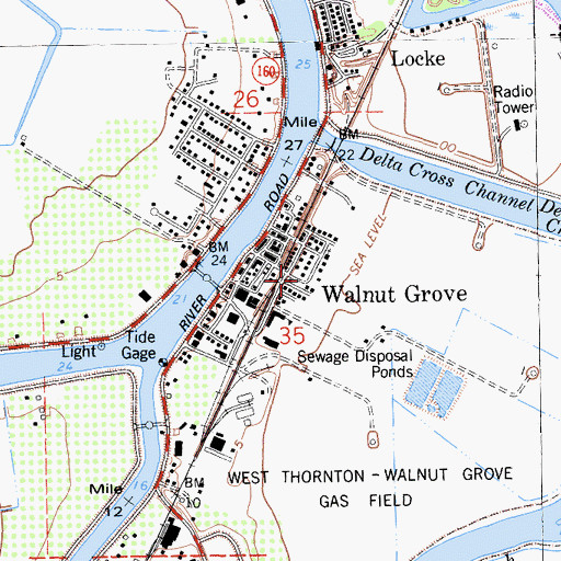Topographic Map of Walnut Grove Gakuen Hall, CA