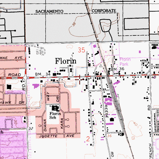 Topographic Map of Buddhisst Church of Florin, CA