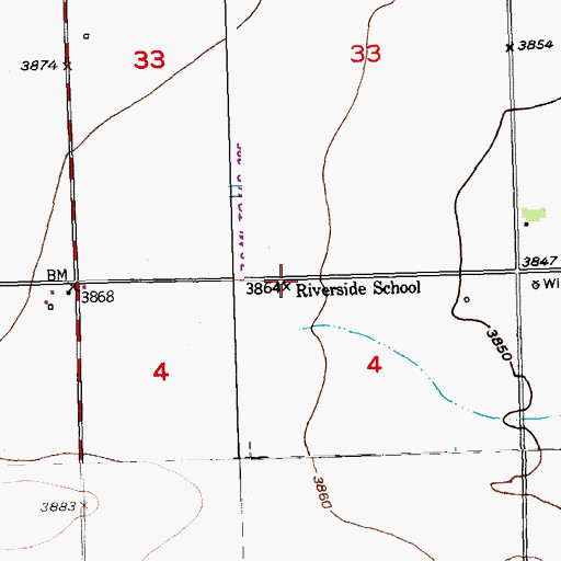 Topographic Map of Riverside School, CO