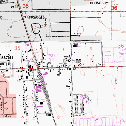 Topographic Map of Florin Church of the Nazarene, CA