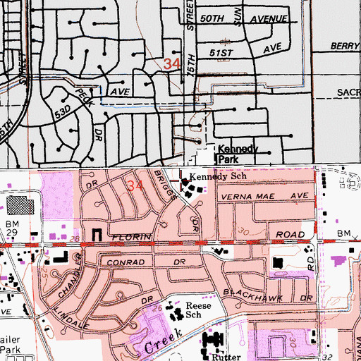 Topographic Map of Kennedy Park, CA
