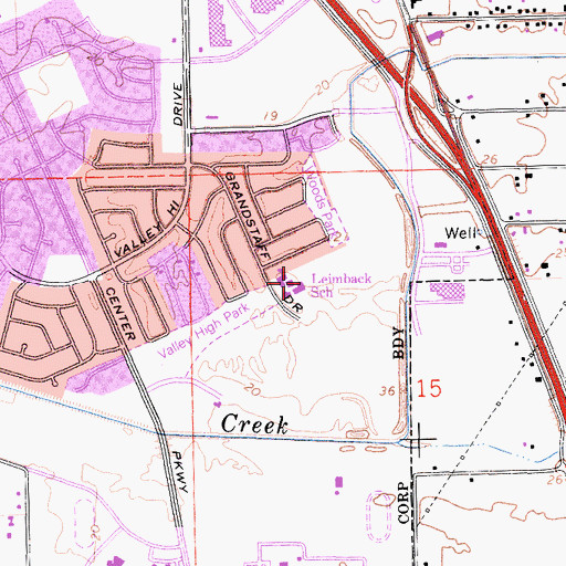 Topographic Map of Leimbach School Park, CA