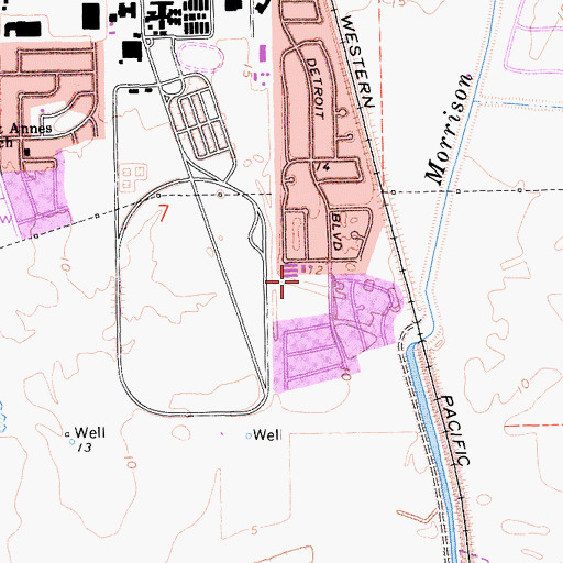 Topographic Map of Susan B Anthony Elementary School, CA