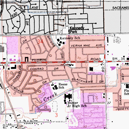 Topographic Map of Unitarian Universalist Community Church, CA
