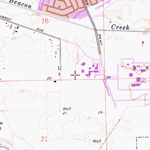 Topographic Map of Valley High School, CA