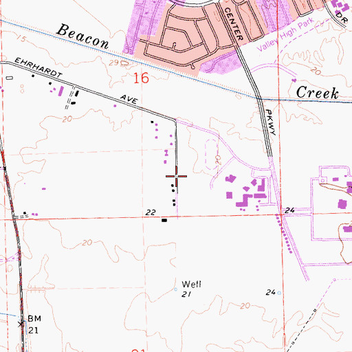 Topographic Map of Valley School Park, CA