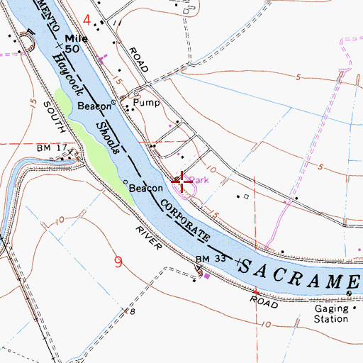 Topographic Map of Garcia Bend Park, CA