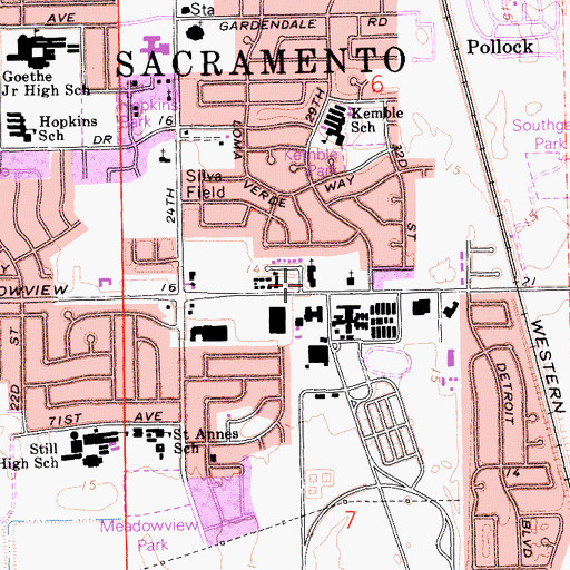 Topographic Map of Genesis Missionary Baptist Church, CA