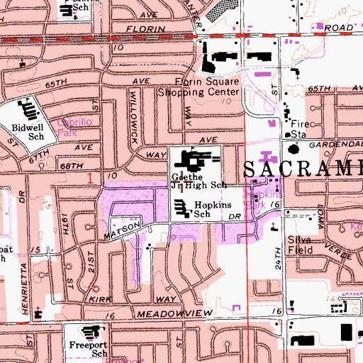 Topographic Map of Goethe School Park, CA