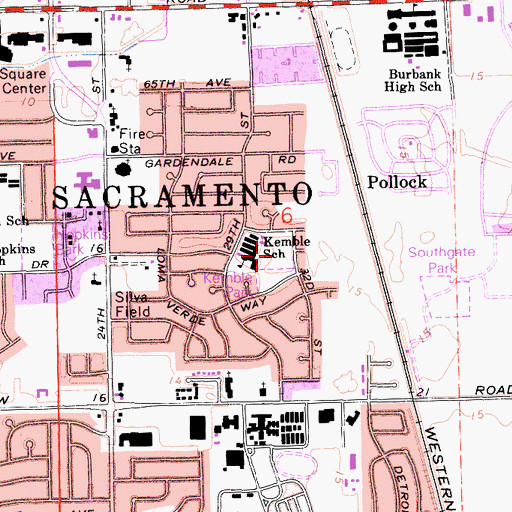 Topographic Map of Kemble School Park, CA