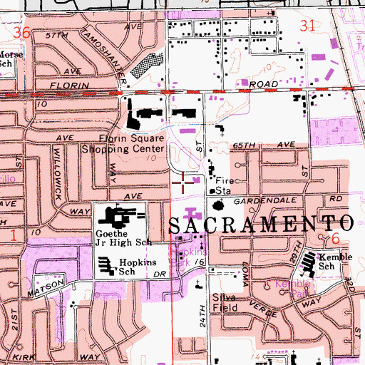 Topographic Map of Martin Luther King Junior Regional Library, CA