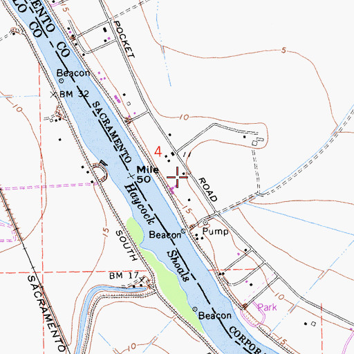 Topographic Map of Merryhill School - Pocket Road, CA