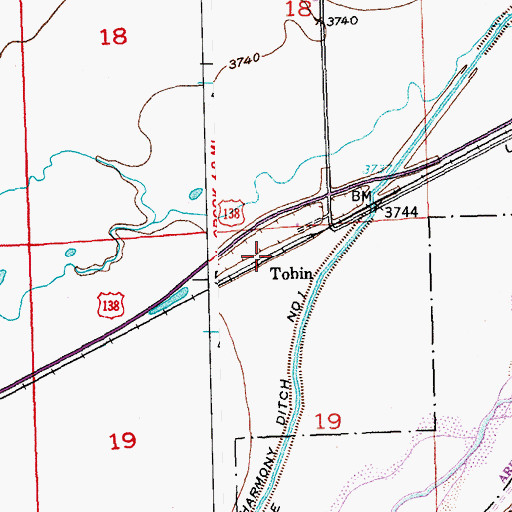 Topographic Map of Tobin, CO