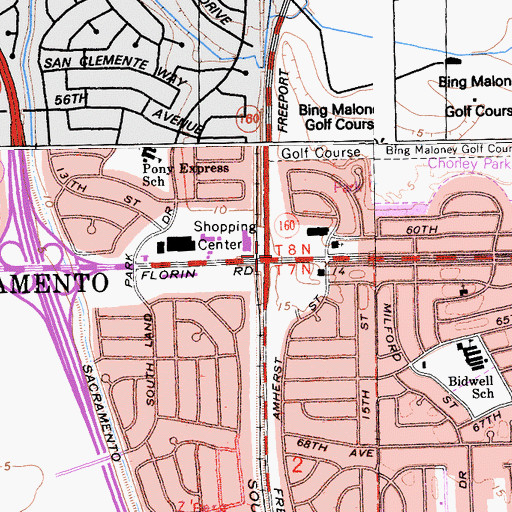 Topographic Map of Sacramento Christian Reformed Church, CA