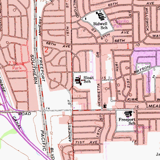 Topographic Map of Sloat School Park, CA
