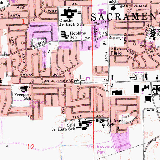 Topographic Map of Southgate Seventh Day Adventist Church, CA