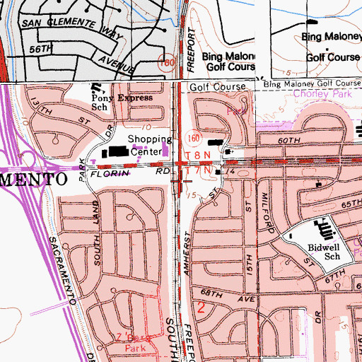 Topographic Map of Willow Rancho Park, CA