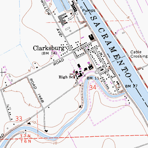 Topographic Map of Delta High School, CA