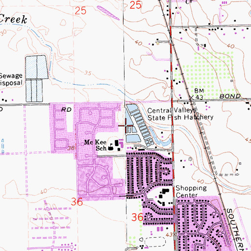 Topographic Map of Central Valley State Fish Hatchery (historical), CA