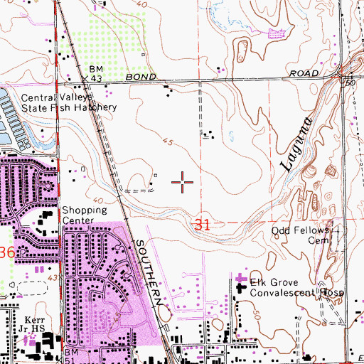 Topographic Map of Elk Grove Elementary School, CA