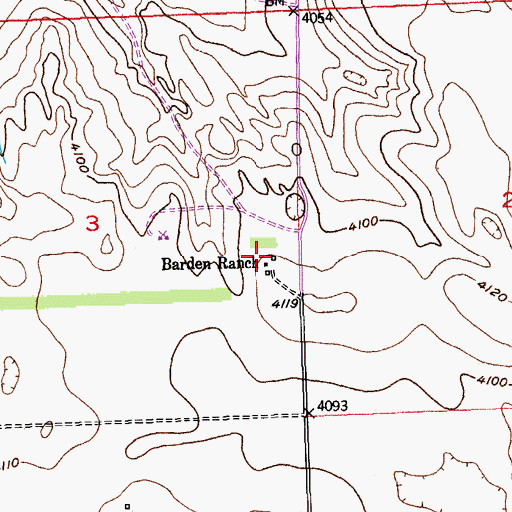 Topographic Map of Barden Ranch, CO