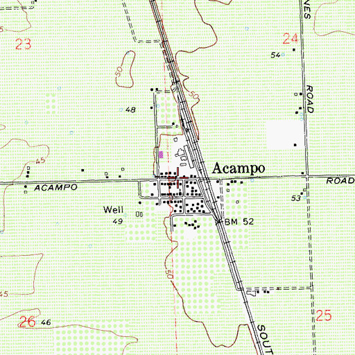 Topographic Map of Acampo Post Office, CA