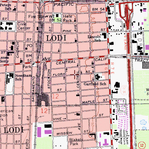 Topographic Map of Church of Christ, CA