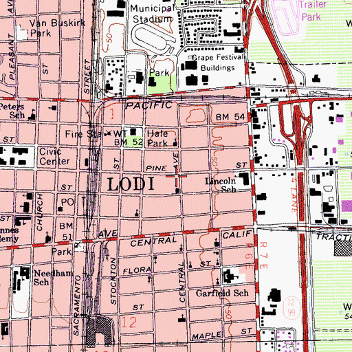 Topographic Map of Community Hospital (historical), CA
