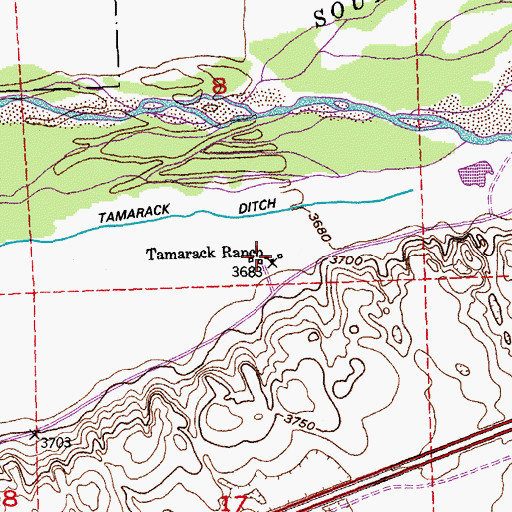 Topographic Map of Tamarack Ranch, CO