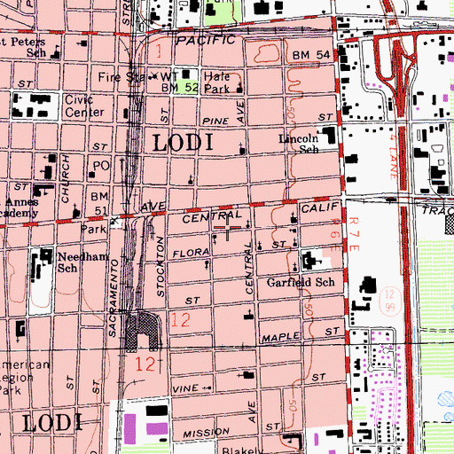 Topographic Map of Emanuel American Lutheran Church, CA