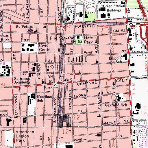 Topographic Map of First Assembly of God Church, CA