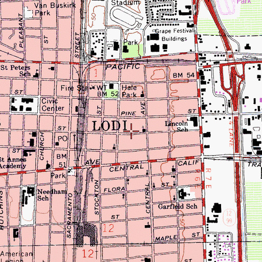 Topographic Map of First Baptist Church, CA