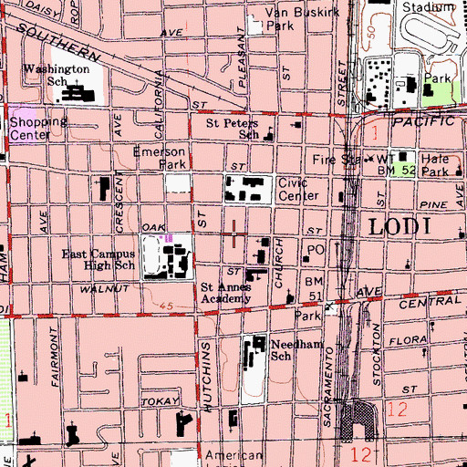 Topographic Map of Lodi Chamber of Commerce, CA