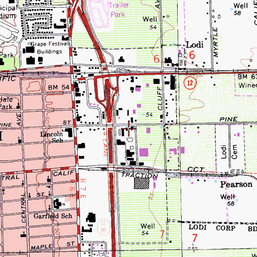 Topographic Map of Lodi Industrial Park, CA