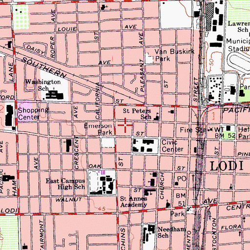 Topographic Map of Saint John the Baptist Episcopal Church, CA