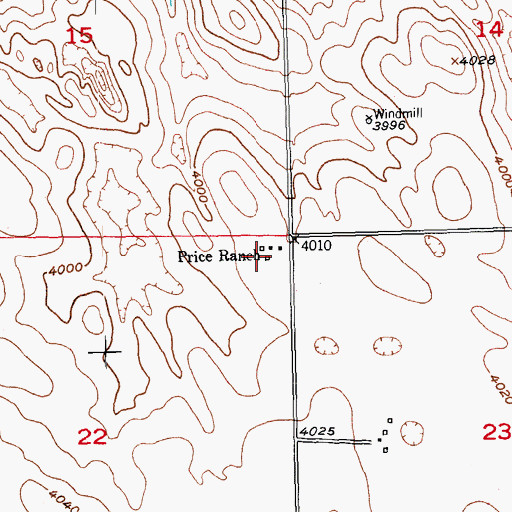 Topographic Map of Price Ranch, CO