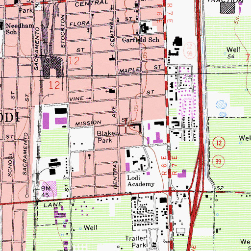 Topographic Map of Seventh Day Adventist Elementary School, CA