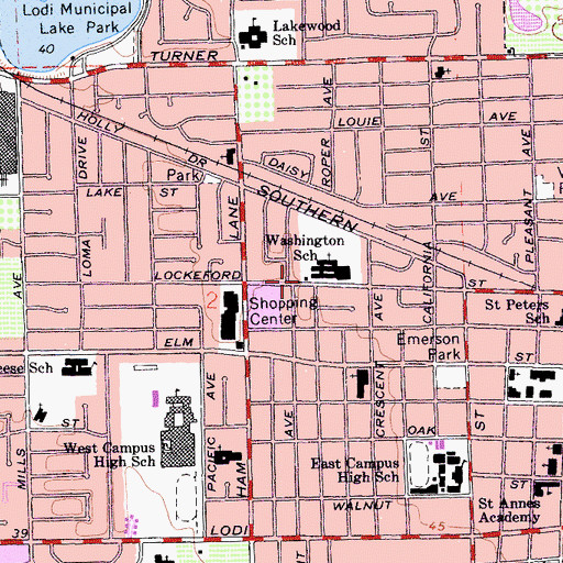 Topographic Map of Washington Development Center, CA