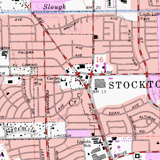 Topographic Map of Hammer Ranch Shopping Center, CA